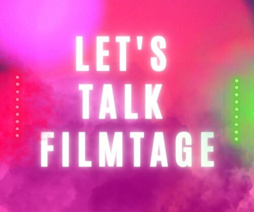 pinkfarbene Grafik mit "Let's talk Filmtage"